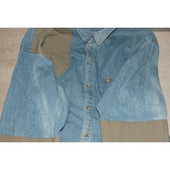 Vintage Columbia Men’s XXL LS Denim Button Shooting Shirt Blue Gray Faded - Picture 4 of 4